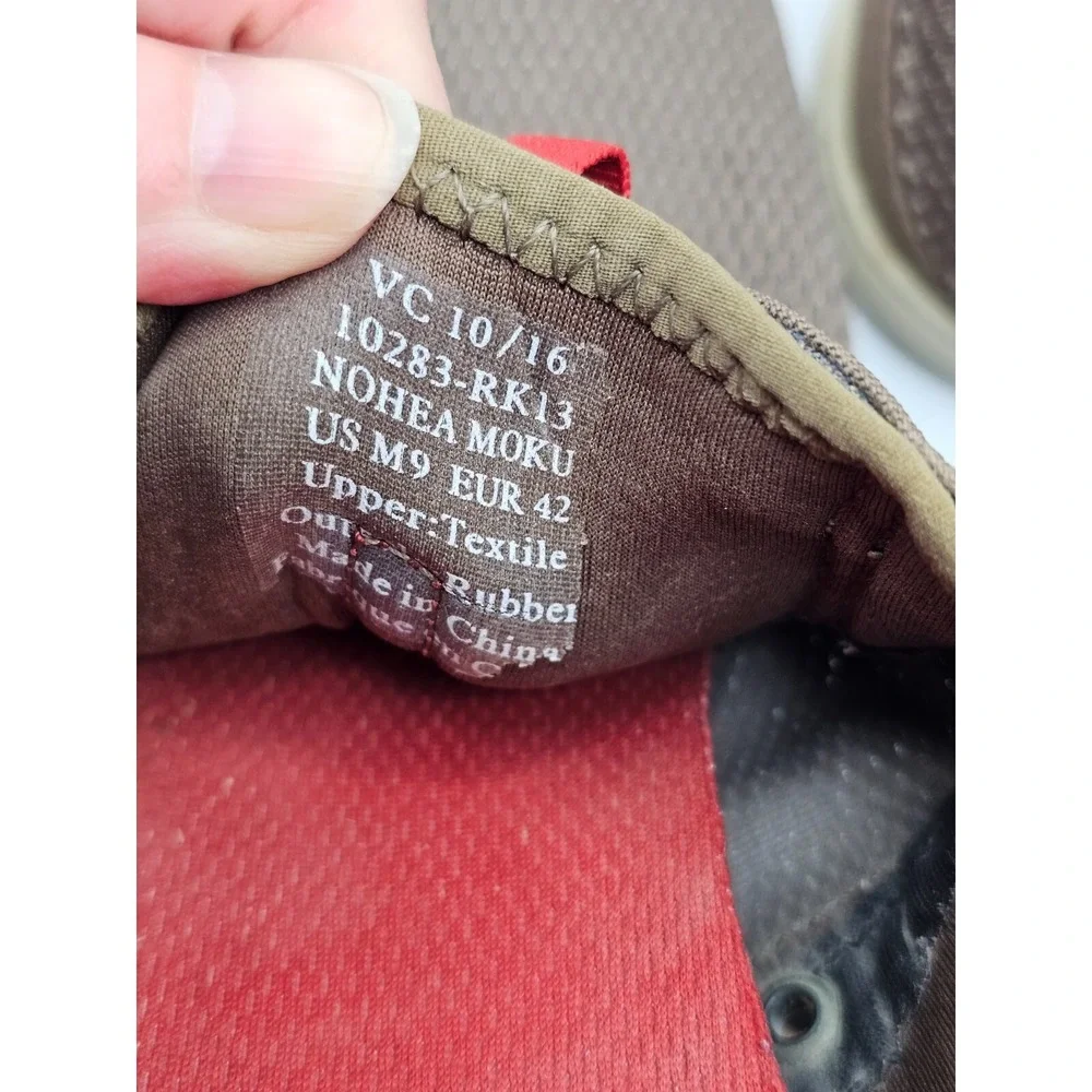 Men's Olukai Nohea Moku No Tie Boat Shoes Brown/Red Size 9